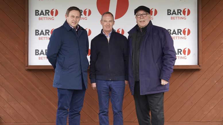 John Sheridan, Fairyhouse racecourse manager, legendary jockey Paul Carberry, and BAR 1 Betting CEO Barney O'Hare pictured (left to right) at the launch of BAR 1 Betting's sponsorship of the Bobbyjo Chase.